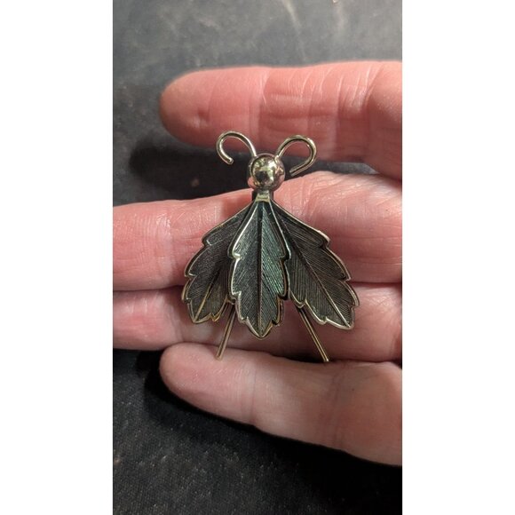 vintage Nickel Silver Insect Bug fly Brooch Pin  2"  Unique Design - Picture 2 of 7